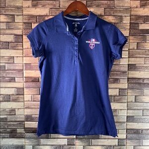 Women’s XL Antigua Blue Fitted Cap Sleeve Polo Shirt Texas Rangers 2011 Used